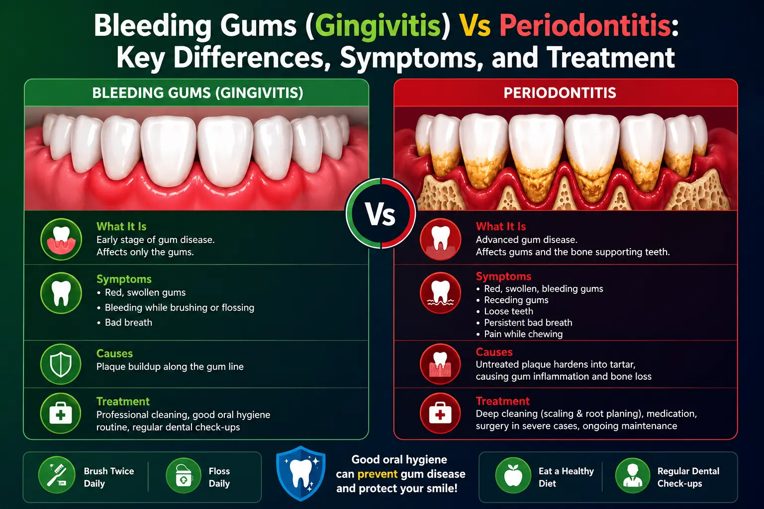 Bleeding Gums (Gingivitis) Vs Periodontitis: Key Differences, Symptoms, and Treatment